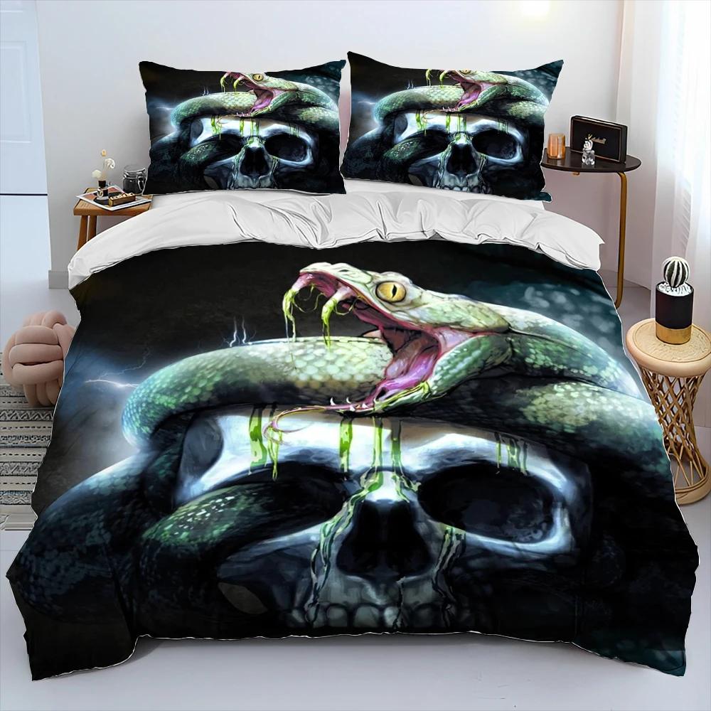 

Комплекты постельного белья с рисунком ужасной змеи Cobra, комплекты из трех предметов с рисунком большой пасти змеи, мягкие, удобные и дышащие 218x177cm 86x70in