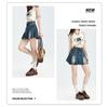 Spring-Summer High Waist Retro Denim Pleated Mini Skirt for Women