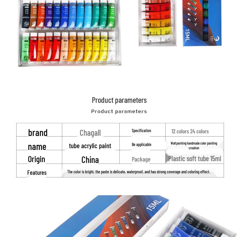 15ml Hand-Painted Acrylic Paint Set for Wall, Flower Pot, and Stone Painting
