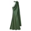 Elegant Off-Shoulder Backless Wrap Tie Neckline Maxi Dress Women 2025 Slim Fit High Waist TR Fabric