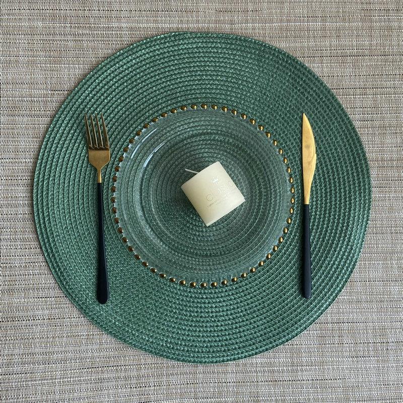 1pc American Style Home Placemat Handmade PP Woven Coffee Dining Table Decoration Mat Diameter 38cm Thermal Insulation Pad