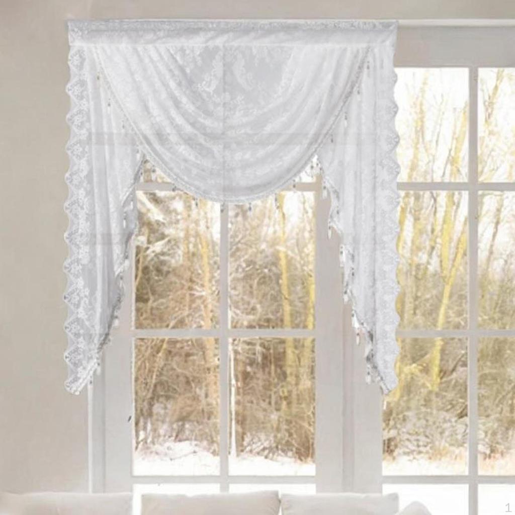 Waterfall Window Valance , Home Decoration, Breathable Soft Swag Vintage Design for Bedroom