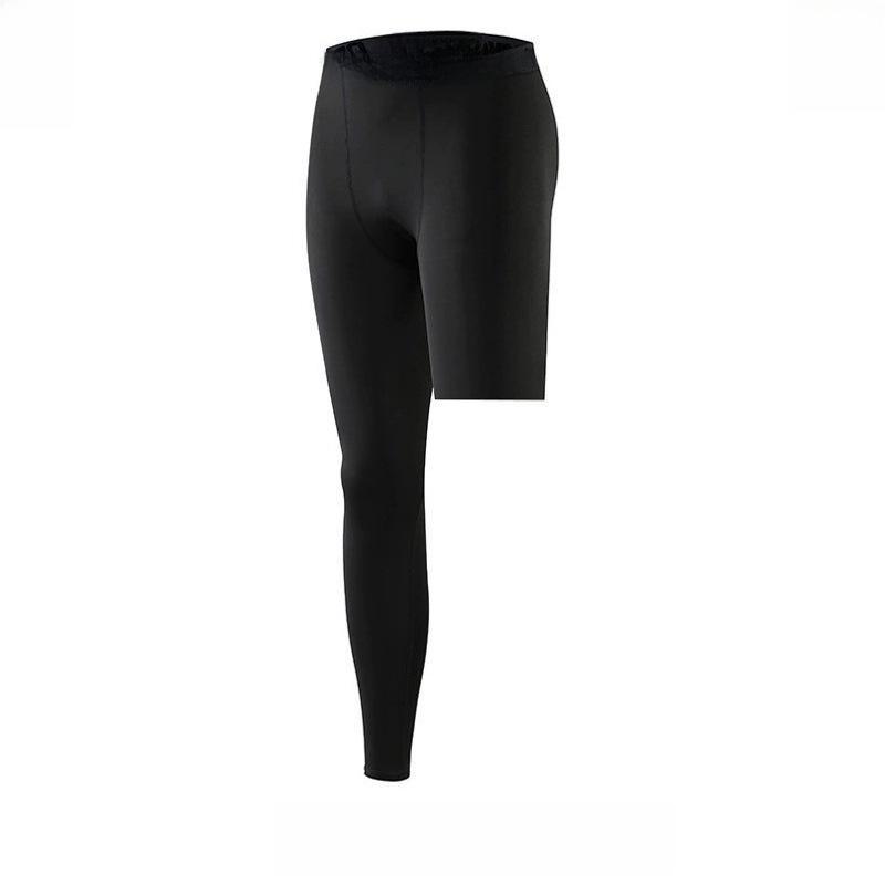 Men's One-Leg Compression Fitness Shorts - Quick-Dry Nine-Point Basketball Leggings