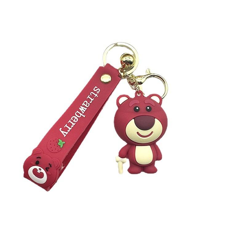 Creative Strawberry Bear Keychain Doll Exquisite Fashion Bag Car Key Chain Pendant Couple Cartoon Jewelry