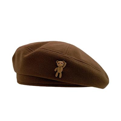 Damski beret w stylu francuskiego artysty, zimowa ciepła czapka beanie w jednolitym kolorze