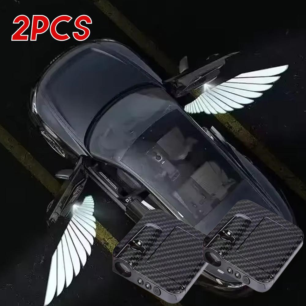 

2Pcs Car Welcome Lamp Car Angel Wings Car Door LED HD Welcome Decorative Light Cars Accessories for Univers-al Vehicle Models