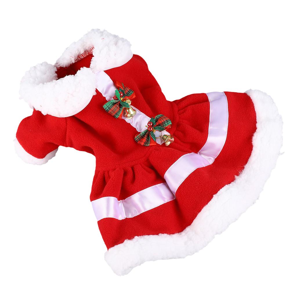 Dog Christmas Dress Doll Collar Thickening Comfortable Warm Cute Puppy Holiday Dress Costume with