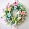 Spring and Easter Wreath Colorful Artificial Flowers Garland for Front Door 40 40 10cm Plastic Fabric Lightweight and Portable