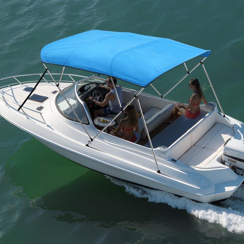 4 Bow Boat Bimini Tops 96"Lx(85"-90")W X 54"H Awning Canopy Pacific Blue