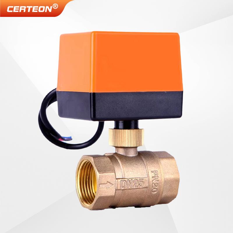 Motorisiertes Messing-Kugelhahn Elektrisch 2-Wege/3-Wege DN15-DN20 12V 24V 220V HLK Lüfterkonvektor Solar PTFE IP65 Stellantrieb
