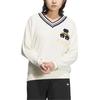 Adidas Originals FW24 Collegiate Series Letter Print Loose V-Neck Long Sleeve Sweatshirt Women Sweatshirt Off-White JD6377