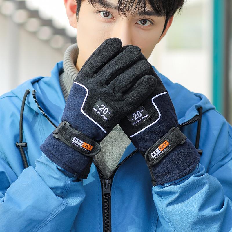 

Men s Winter Warm Outdoor Cycling Gloves Plus Velvet Non Slip Motorcycle Gloves Thickened Finger Wear Resistant Gloves