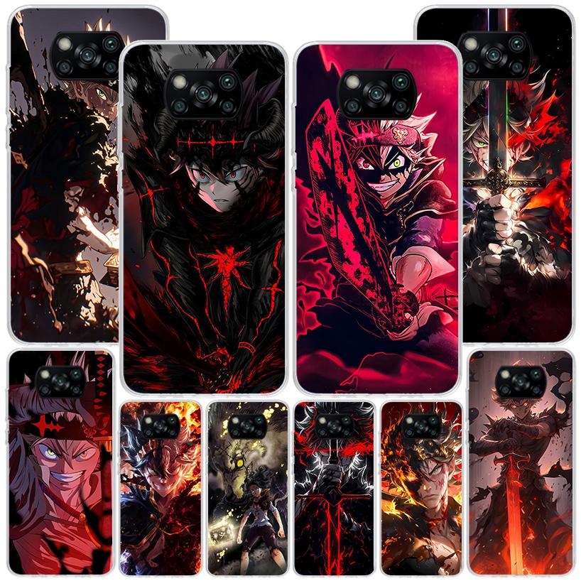 Black C-Clovers Anime Phnoe Case for Xiaomi Poco X5 X6 X7 Pro X4 Gt F7 Ultra M8 M7 Redmi 15C 15 13C 13 12C 12 Unique Cover Coque