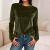 Women's Color Neck Long Sleeve Loose Fit Pullover Top