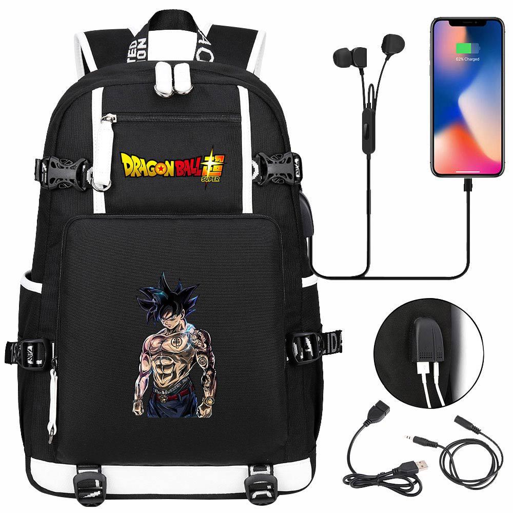 Vegeta Sun Wukong Dragon Ball Ultra USB Headphones Teen Student School Bag Men's and Women's Leisure Travel Backpack
