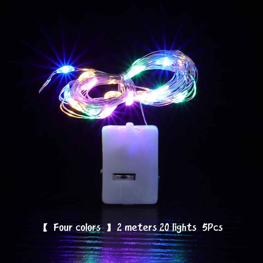 

5 шт./упак. Мини-светильники из меди с 3 режимами скорости для рождественских украшений, свадебных букетов, светодиодные гирлянды #470299 2M 20Leds 5pcs разноцветный