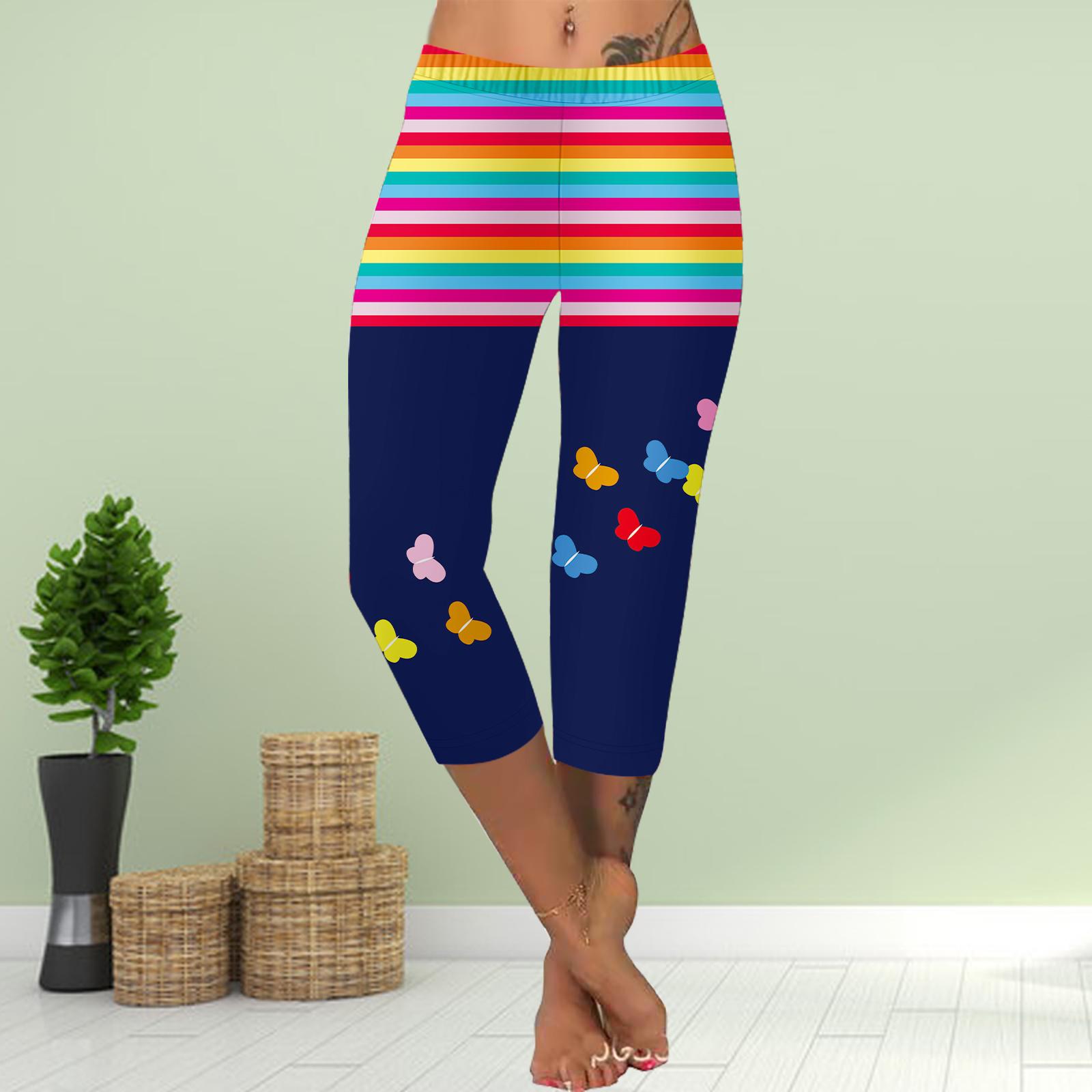 

Брюки летние короткие леггинсы укороченные узкие брюки леггинсы больших размеров женские облегающие брюки с принтом разноцветных бабочек 3D 8XL розовый