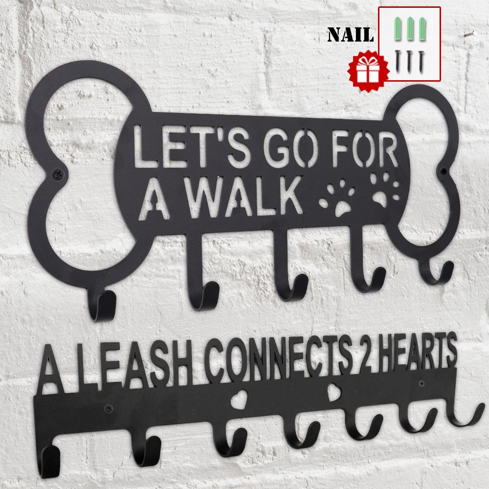 Metal Pet Dog Leash Hanger Hook Dog Leash Wall Rack Holder with Free Nail Hang On Leather Nylon Leash Key Pet Accessories