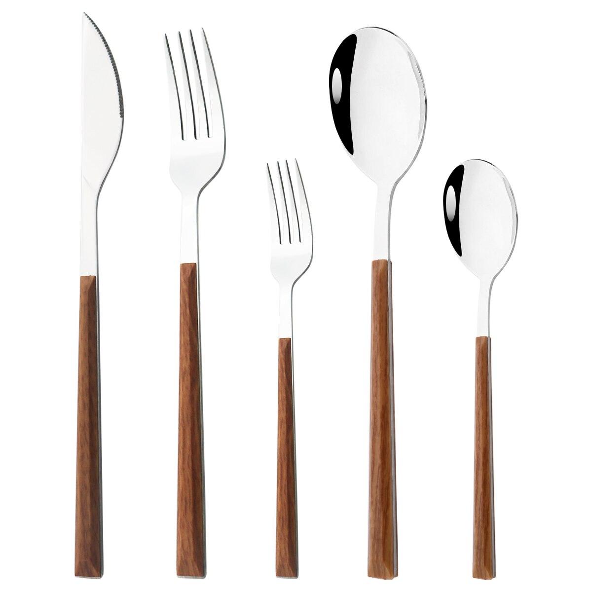 

Зеркало из розового дерева с ручкой, набор столовой посуды в западном стиле, посуда из нержавеющей стали, нож для стейка, вилка, десертная ложка, столовые приборы, кухонные столовые приборы серебряный