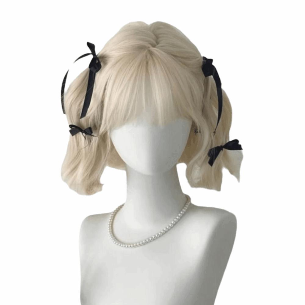 Sladká Lolita Syntetická Paruka Přírodní Bílo Zlatá Cosplay Paruka Krátké Kudrnaté Vlasy Klub Bar