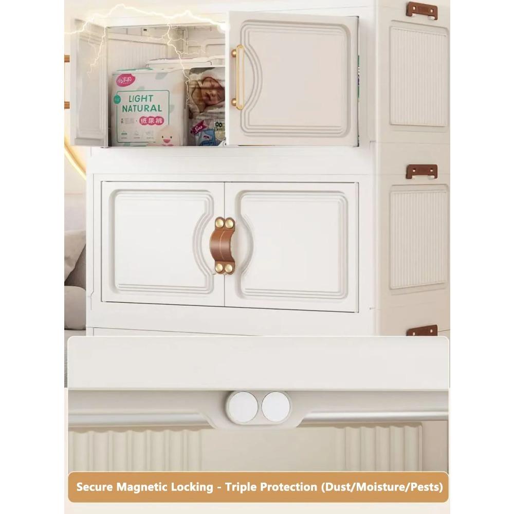 Faltbarer Aufbewahrungsschrank Wandmontage Klappbarer Spind Kompakter Organizer für Zuhause und Büro mit verstellbaren Regalen in Weiß/Grau