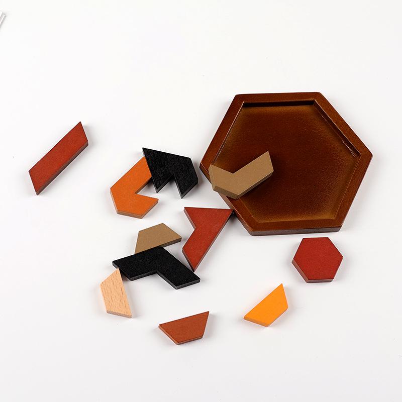 Hexagonal Irregular Chess Puzzle: 11-Piece Wooden Brain Teaser for Kids