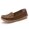 Shoes for Women Spring Large Size Genuine Leather Women's Shoes Round Toe Flat Casual Shoes for Women Non-slip Pregnant Women Bean Shoes for Women