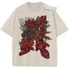 Summer Mens Black Washed T  Shirt Mobile Suit Gundam Red Samurai Mecha Gold Sword High  Quality Fabric for Casual