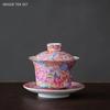 Enamel Color Ceramic Tea Set One Pot and Six Cup Suit Custom Exquisite Teaware Accessories Chinese Beauty Filter Teapot