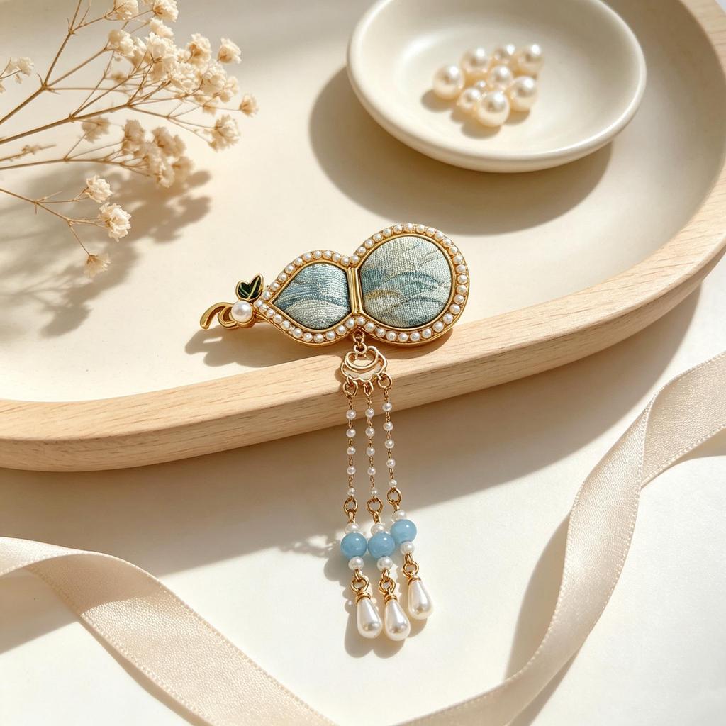 Elegant Song Brocade Hair Clip - Handmade Chinese Style Hair Accessory for Hanfu & Qipao