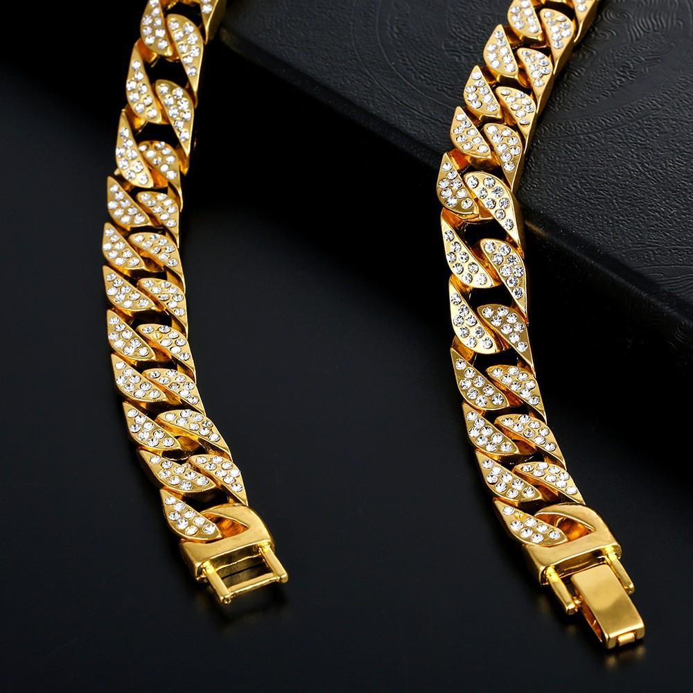 Fashion: Diamond-filled Cuban Chain Chain, Exaggerated Hip-hop Bracelet, Wish Accessory