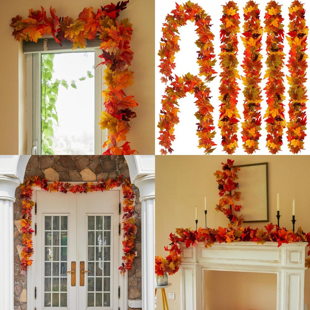 Autumn Artificial Maple Leaf Garland For Wedding Decor And Outdoor Events