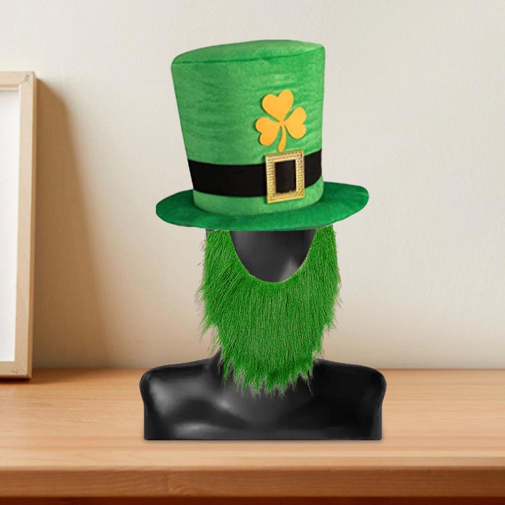 2pcs Green Hat Leprechaun Top Hat And Beard Unique Party Supply For Special Occasions Costume Parties . Birthdays