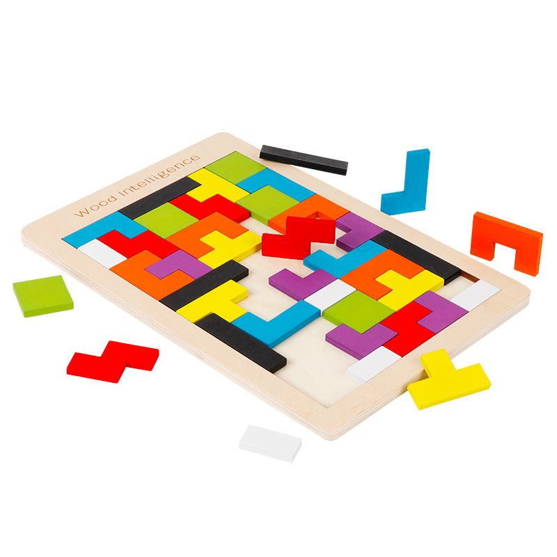Dřevěné hlavolamy Magic Tangram Kostky skládačky 3D ruské bloky Hračky pro děti Hlavolamy Montessori vzdělávací