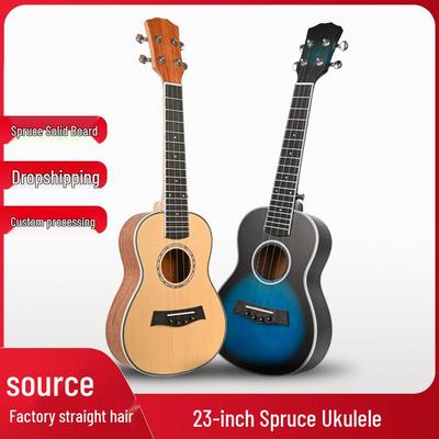 Spruce Solid Top 23" Retro Beginner Ukulele with Practice Piano