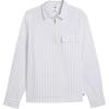 Striped Polo Loose Long Sleeve Shirt Men Shirts White 629345-47