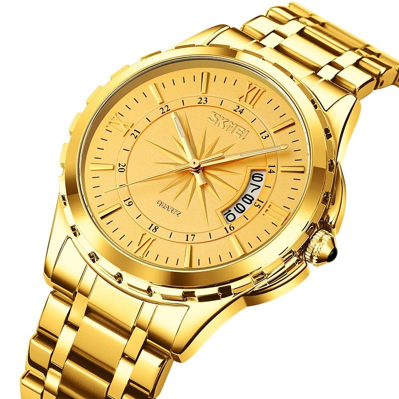 Skmei Luxury Bracelet Watches for Mens 30m Waterproof Analog Display Quartz Calendar Wristwatch Stainless Steel Strap