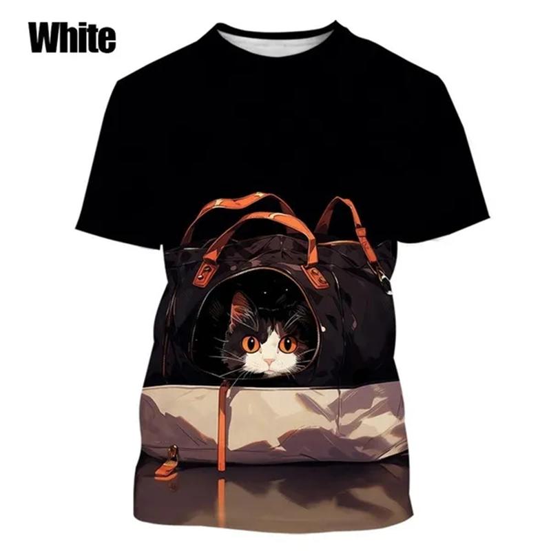 New Fashion Cute Animal 3D Printed Cat T-Shirt Casual Street Summer Short Sleeve O Neck Streetwear Baggy Tops Men Women Tees