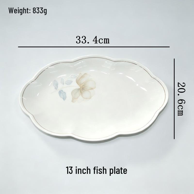 Set di stoviglie in ceramica smaltata con bordo dorato Yu Bao Fang - Elegante collezione di ciotole e piatti per la nuova casa.