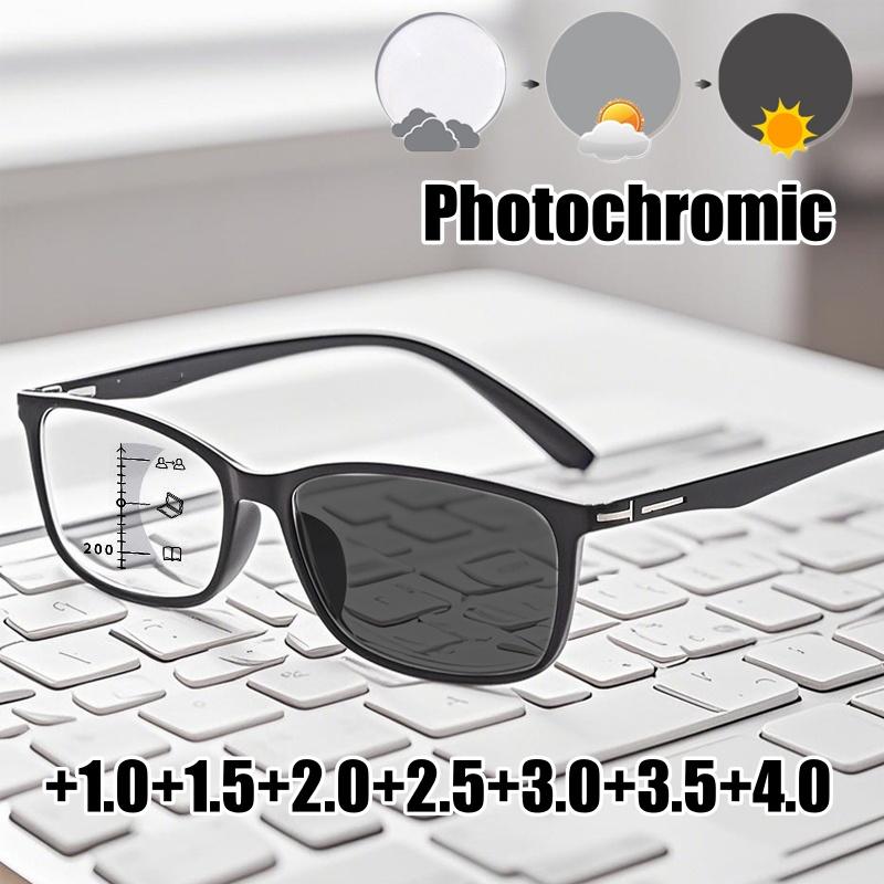 Óculos de Leitura Fotocromáticos Vintage Mulheres Homens Moda Progressiva Multifocal Óculos Descoloração Ultraleve Presbiopia