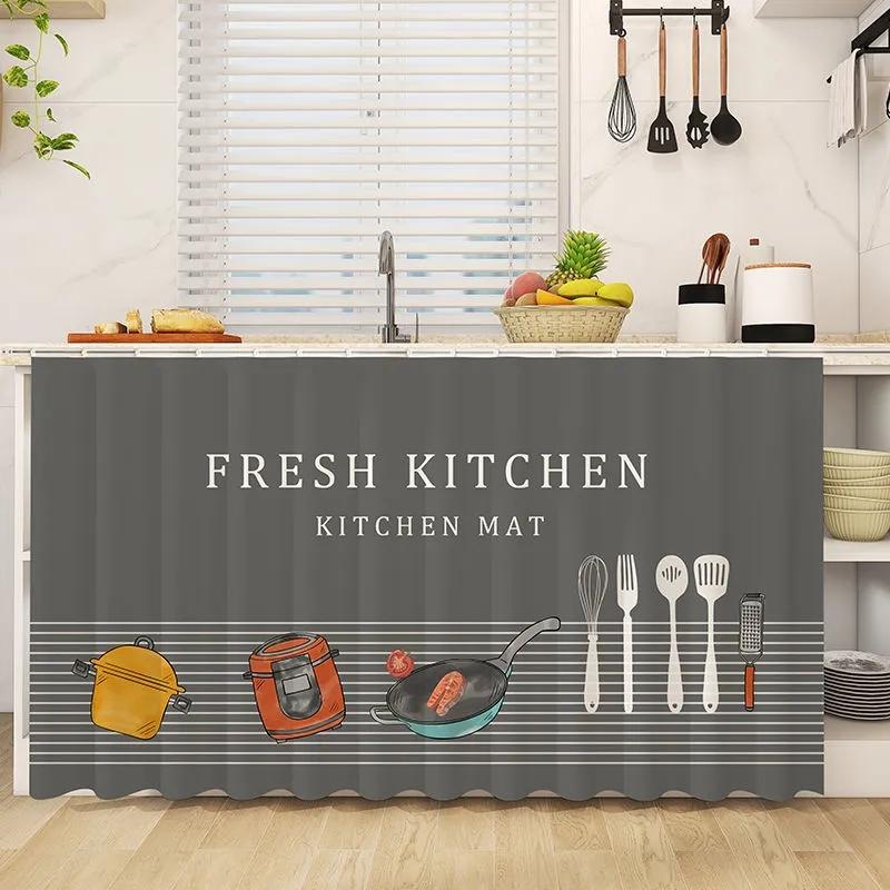 Non-Punch Window Door Curtains Kitchen Cabinet Counter Wardrobe Short Curtain Household Furniture Dust-proof Cover Self-adhesive