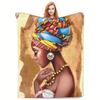 African Woman Print Flannel Blanket Soft Lightweight All Season Throw for Sofa Bed Travel Glam Style Decorative Cozy Unique Gift