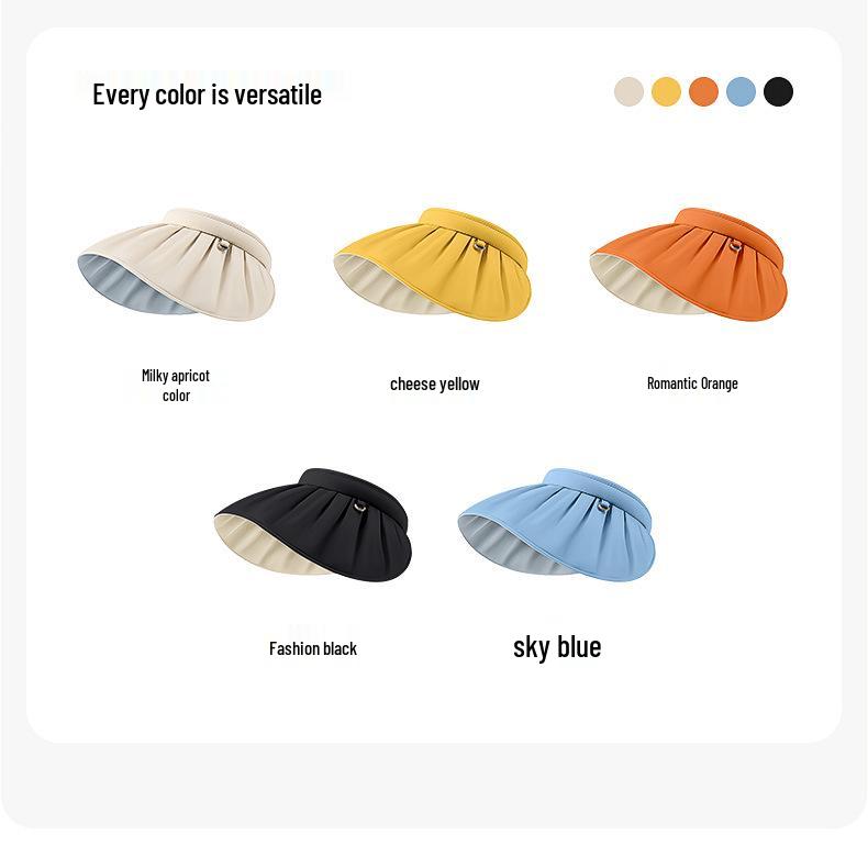 Women's Lightweight Sunshade Cap - Rollable, Breathable, UV Protection, Hair Tie Included