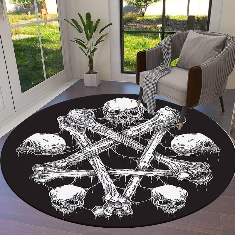 1pc Office Carpet Chair Mats Skulls and Crossbones Tattoo Design Perfect for Decorating Office Chairs, Living Rooms, Or Bedrooms