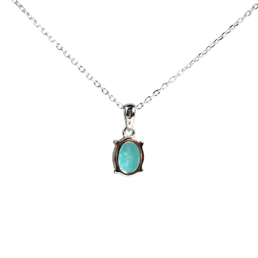 Leichter Luxus 925 Sterlingsilber Anhänger Halskette natürlicher Amazonit oval 7*9mm feiner Schmuck für Damen Bankett- und Partygeschenke