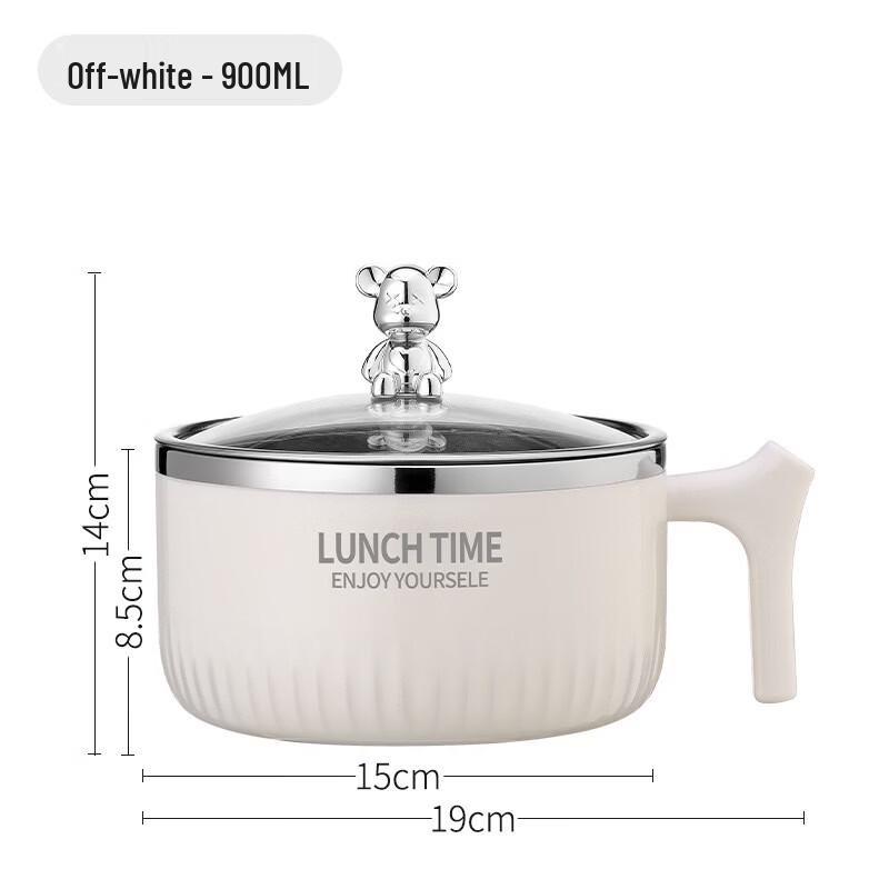 ZISIZ 304 Stainless Steel Insulated Instant Noodle Bowl with Lid