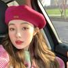 Ishihara Satomi Wool Beret Women's Autumn and Winter British Retro Leather Label Versatile Painter Hat