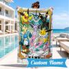 Custom Name Beach TowelPikachu Friends Microfiber Beach Towel Super Soft & Absorbent for Bath, Beach, Travel  Bath Time Accessory, Fan gifts