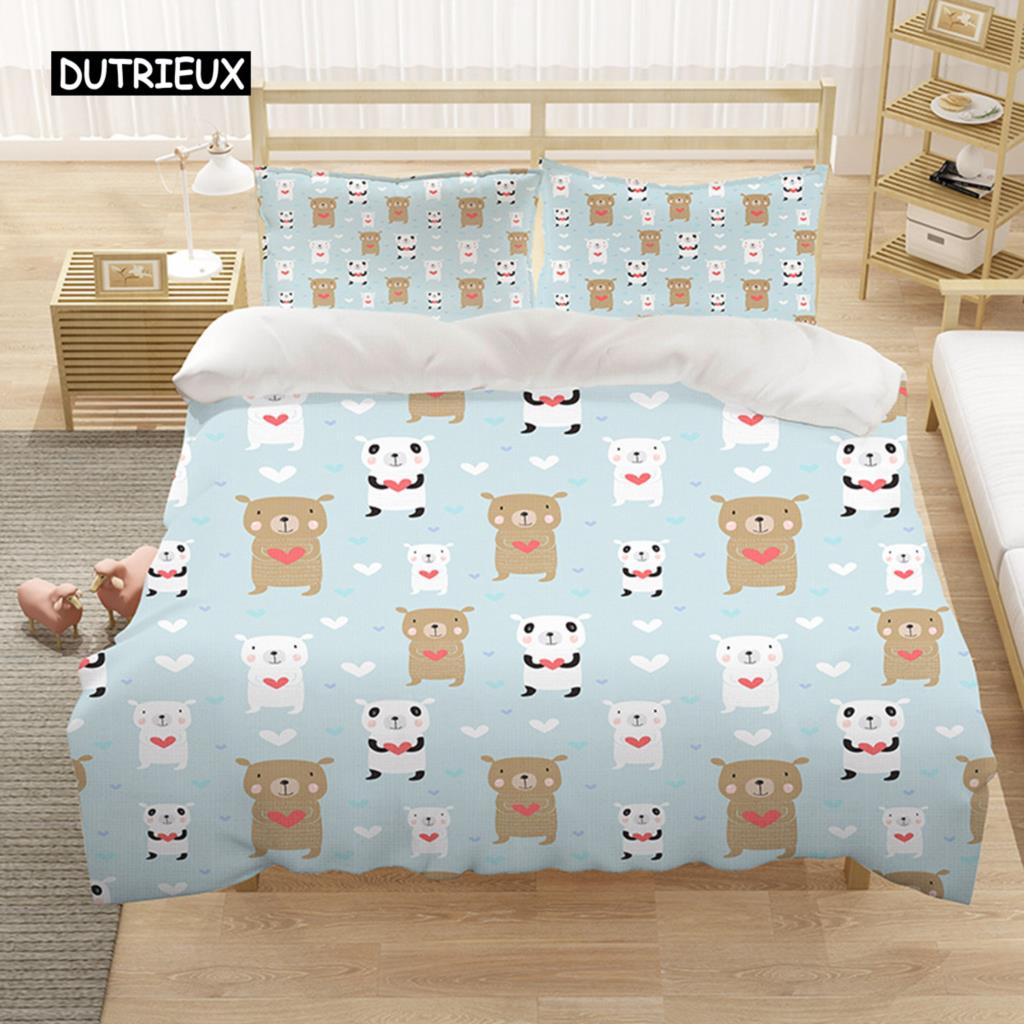 Cartoon Königin König Bettbezug Niedliche Tiere Bettwäscheset Kinder Jungen Mädchen Oktopus Seestern Blau Weich 2/3tlg. Polyester Steppdeckenbezug