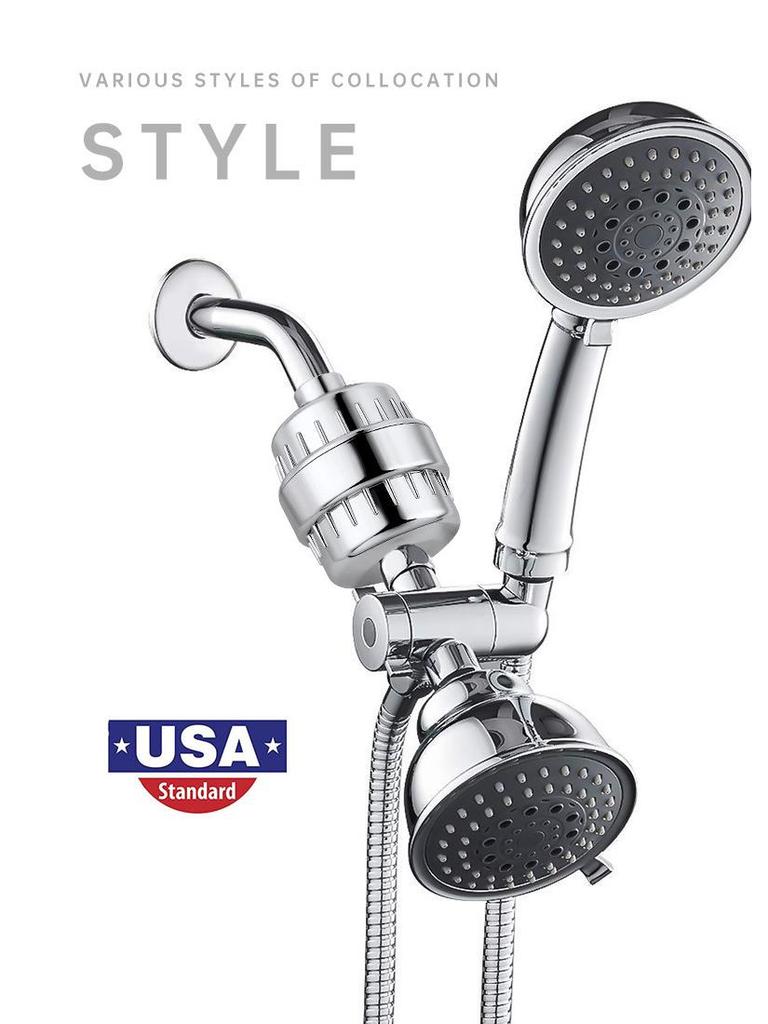 High-Flow 15-Stage Shower Filter: Removes Residual Chlorine & Beautifies Skin with 20-Layer Filter